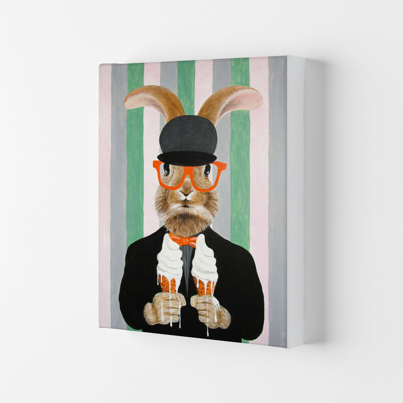 Rabbit With Melting Ice-Creams Art Print by Coco Deparis Canvas