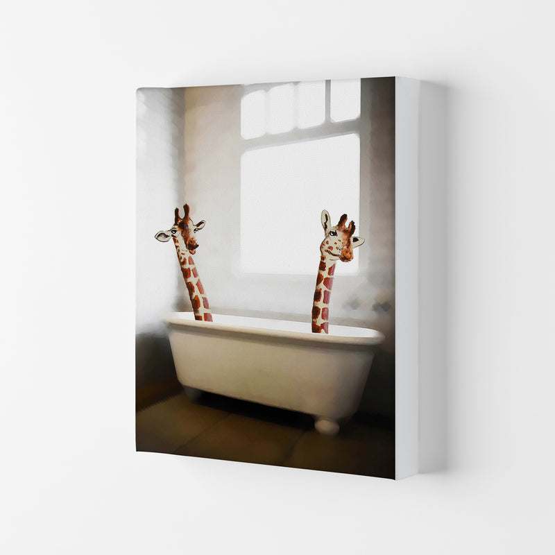 Giraffes In Bathtube Art Print by Coco Deparis Canvas