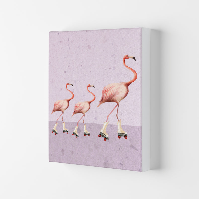 Flamingos Rollerskate Familly Art Print by Coco Deparis Canvas