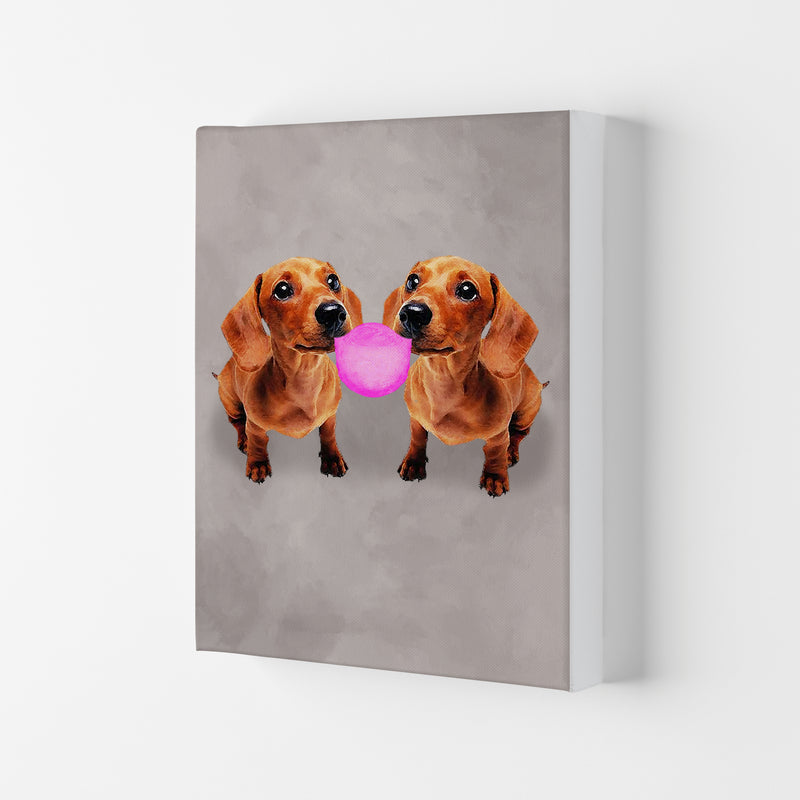 Daschunds With Chewinggum Art Print by Coco Deparis Canvas