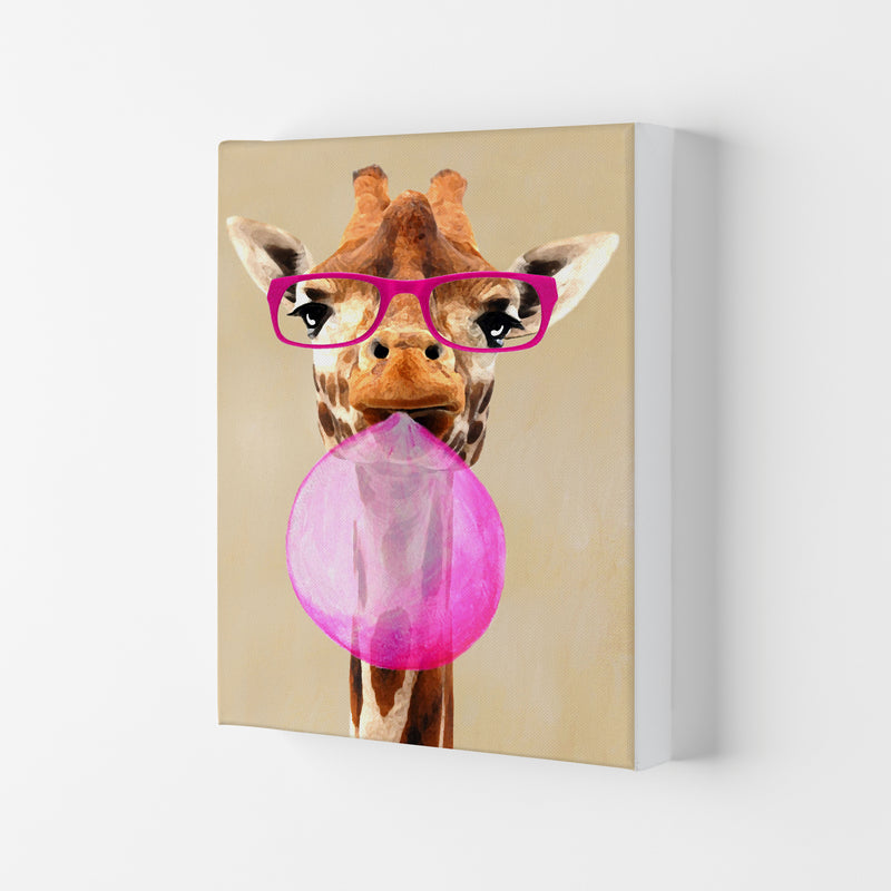 Clever Giraffe With Bubblegum Art Print by Coco Deparis Canvas