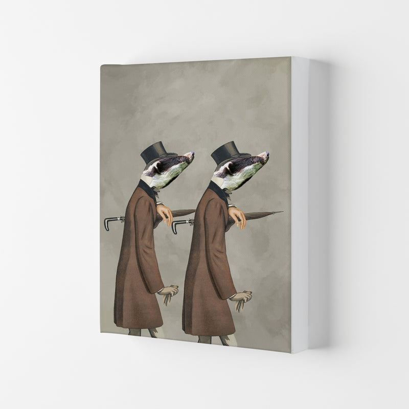 Badgers With Umbrellas Art Print by Coco Deparis Canvas