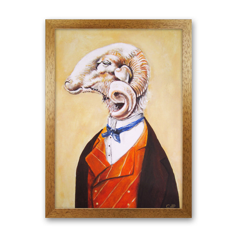 Ram Art Print by Coco Deparis Oak Grain