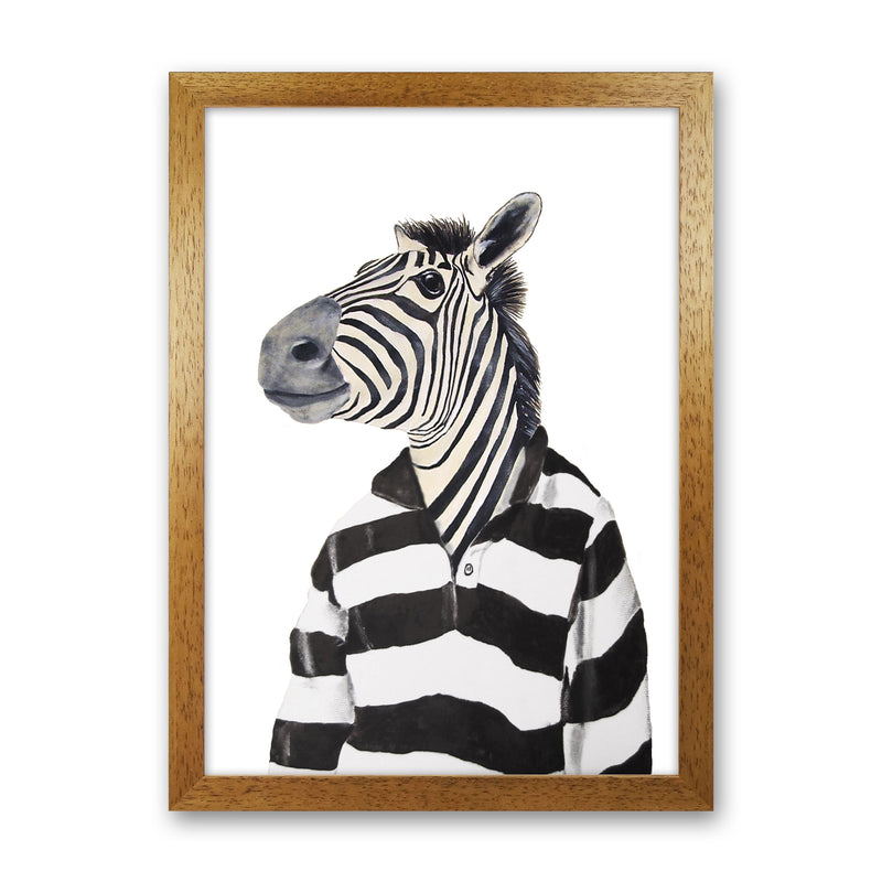 Zebra With Stripy Shirt Art Print by Coco Deparis Oak Grain