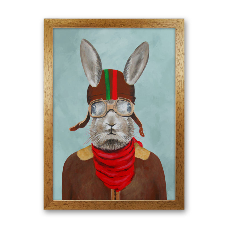Rabbit With Helmet Art Print by Coco Deparis Oak Grain
