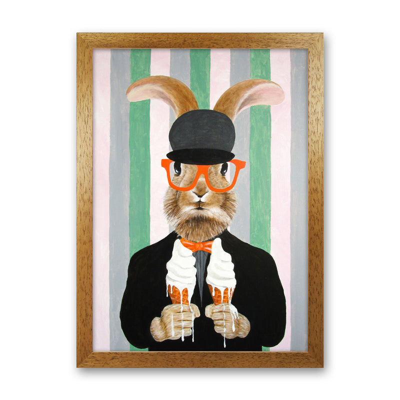 Rabbit With Melting Ice-Creams Art Print by Coco Deparis Oak Grain