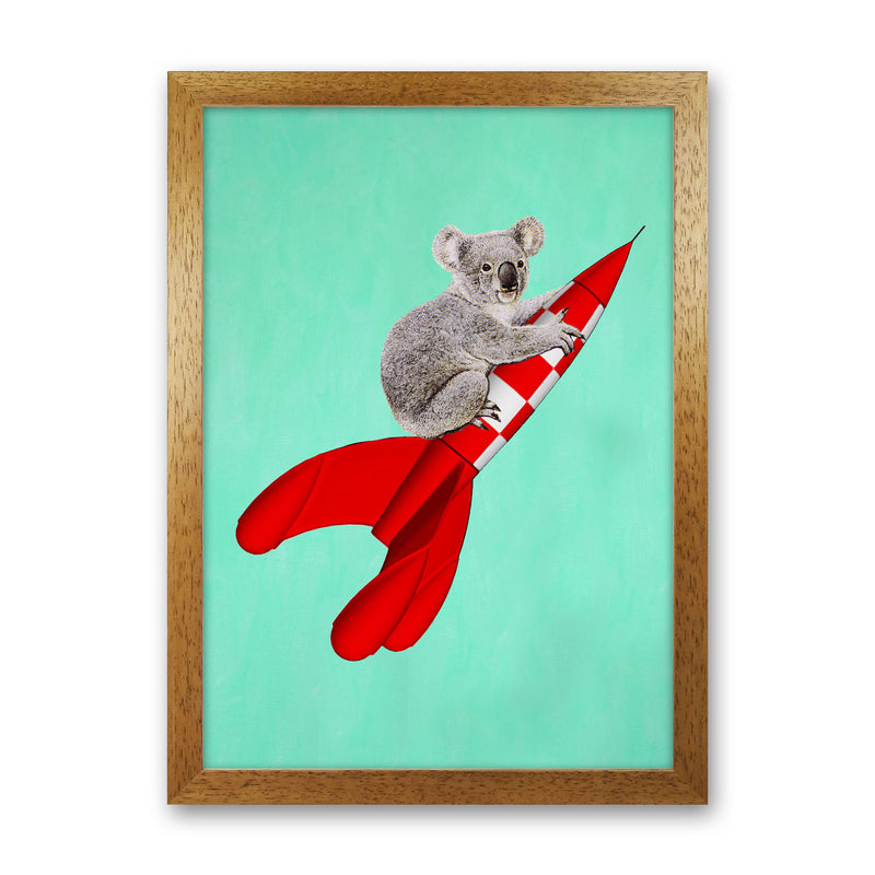 Koala On A Rocket Art Print by Coco Deparis Oak Grain