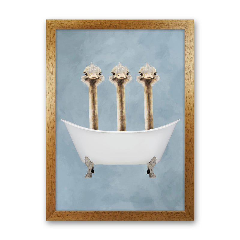 Ostriches In Bathtub Art Print by Coco Deparis Oak Grain