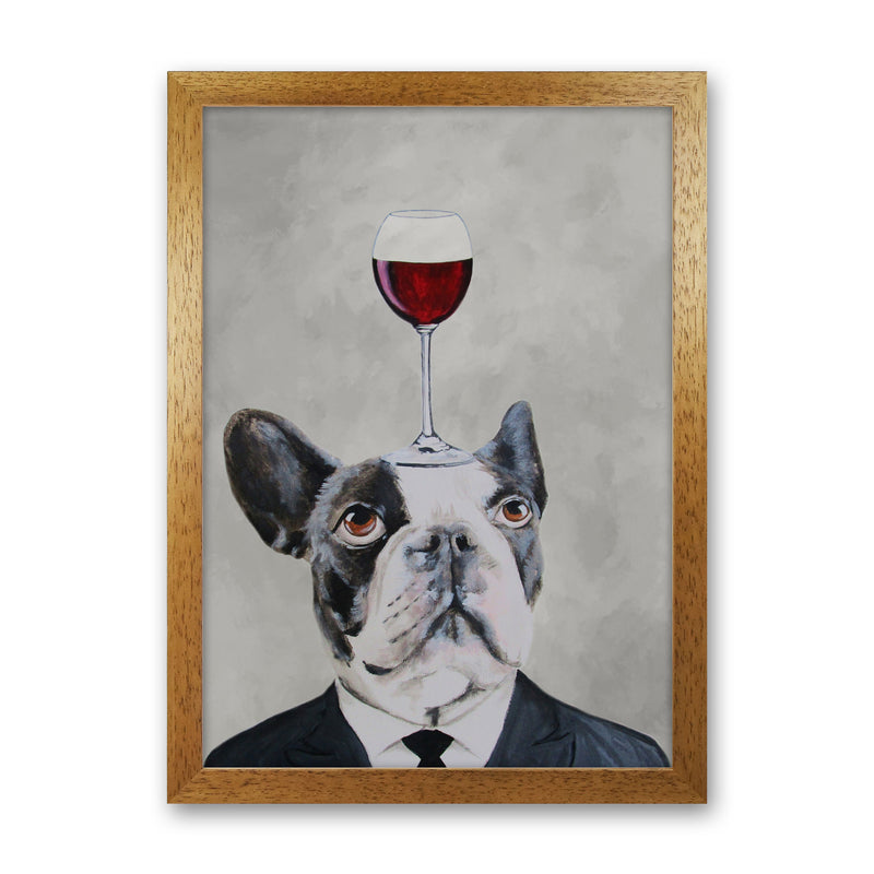 French Bulldog With Wineglass Art Print by Coco Deparis Oak Grain