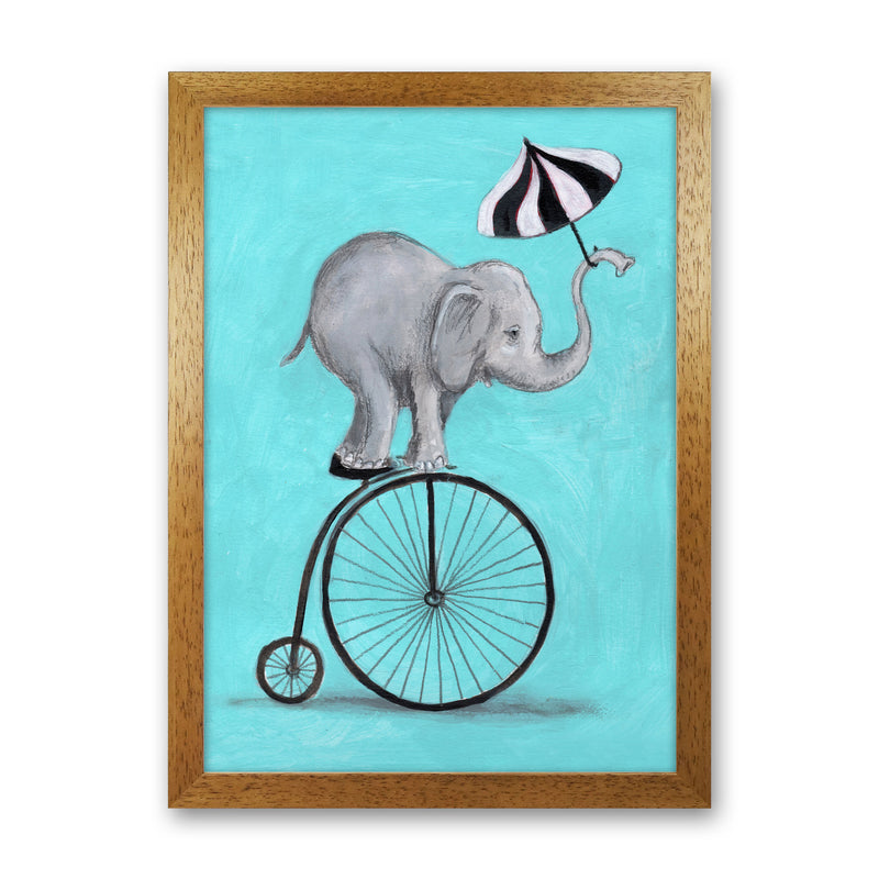Elephant With Umbrella Art Print by Coco Deparis Oak Grain