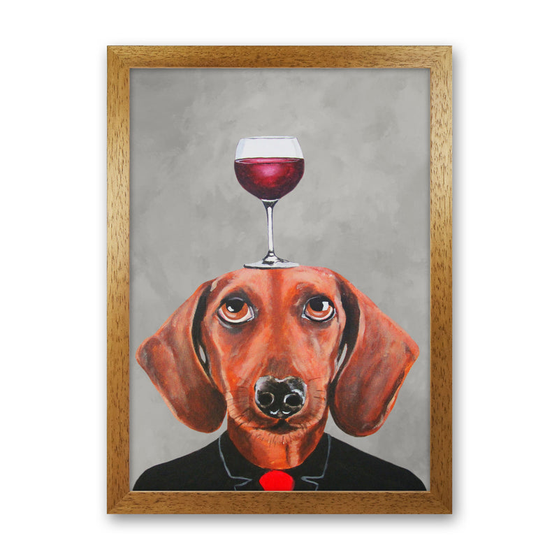 Daschund With Wineglass Art Print by Coco Deparis Oak Grain