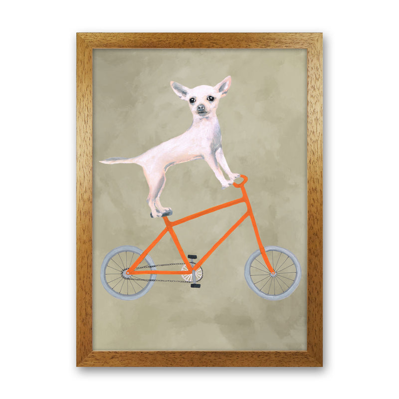 Chihuahua On Bicycle Art Print by Coco Deparis Oak Grain