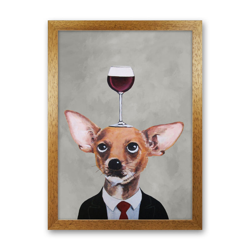 Chihuahua With Wineglass Art Print by Coco Deparis Oak Grain