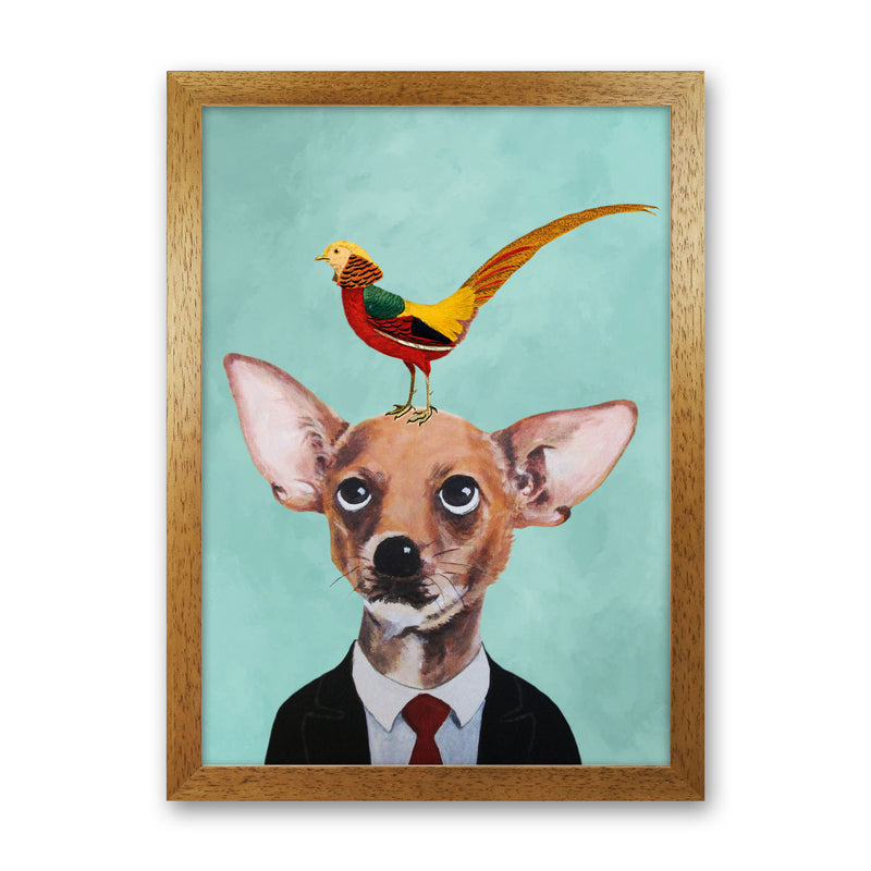 Chihuahua With Bird Art Print by Coco Deparis Oak Grain
