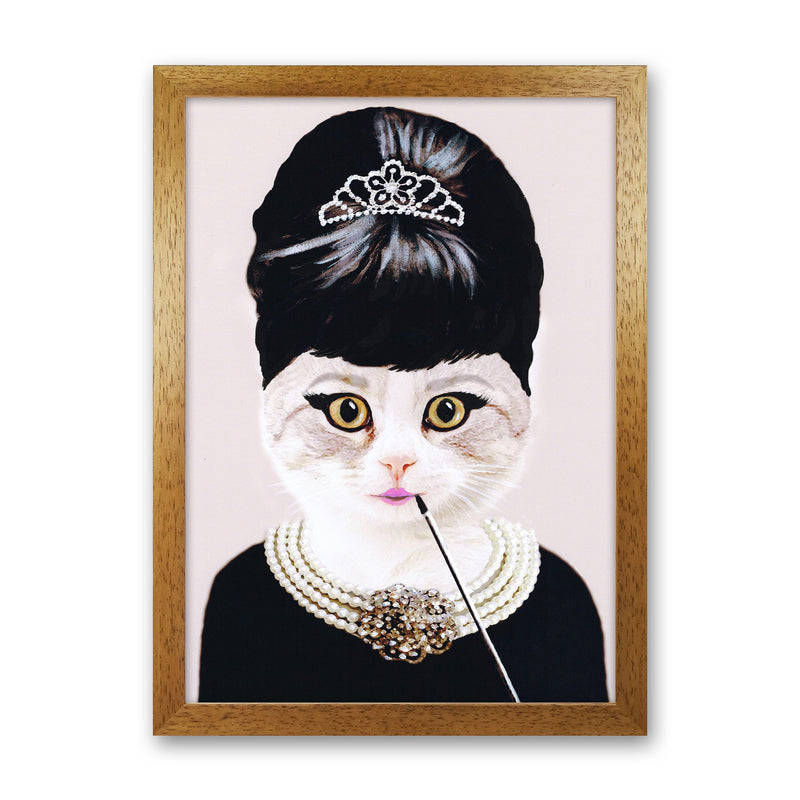 Audrey Hepburn Cat Art Print by Coco Deparis Oak Grain