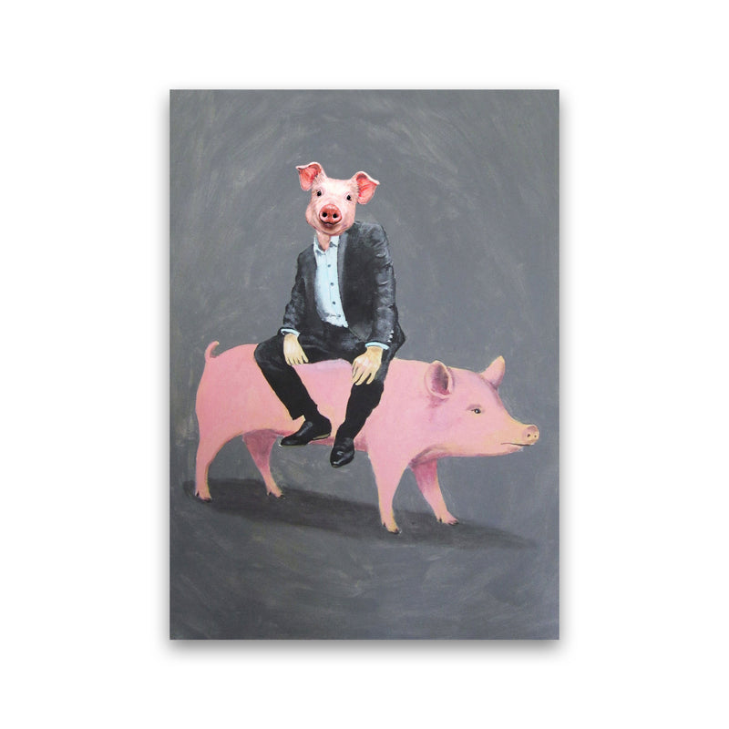 Pig Sitting On A Pig Art Print by Coco Deparis Print Only