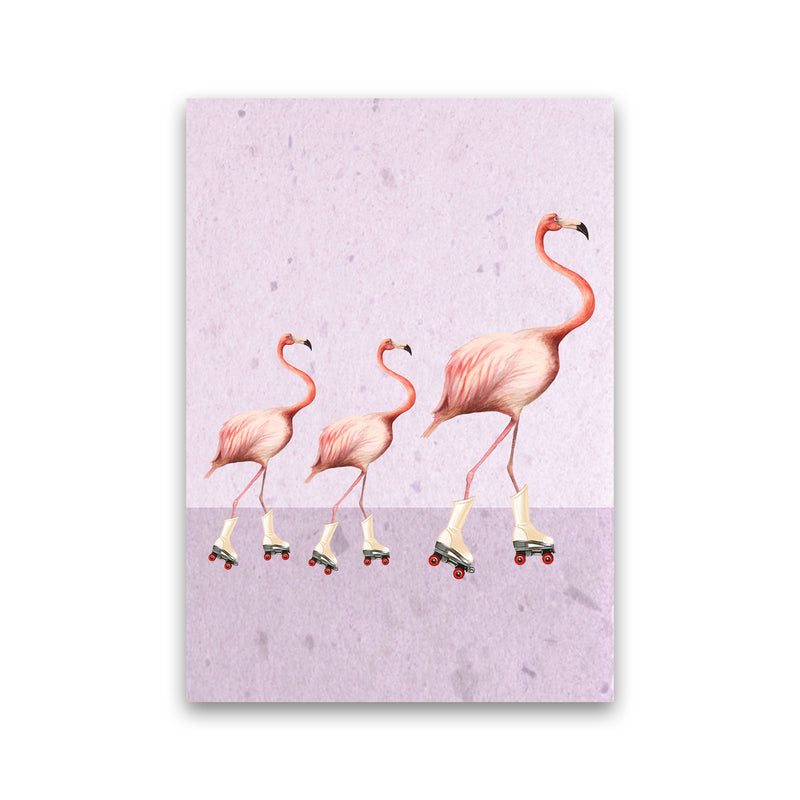 Flamingos Rollerskate Familly Art Print by Coco Deparis Print Only