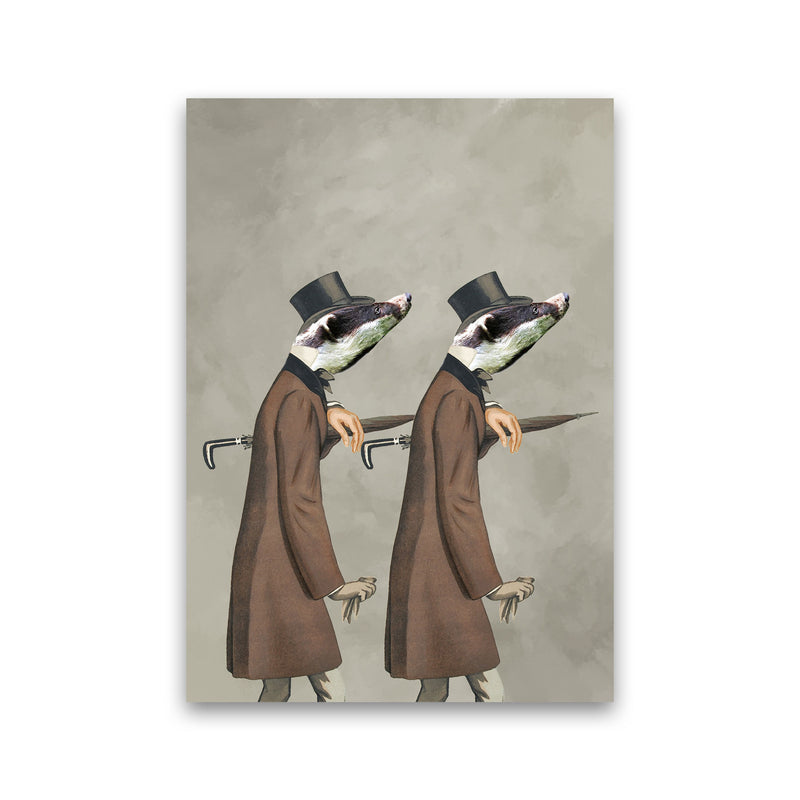 Badgers With Umbrellas Art Print by Coco Deparis Print Only