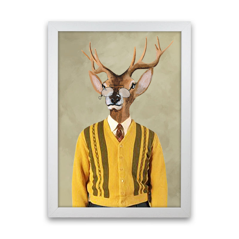 Deer Sixties Man Art Print by Coco Deparis White Grain