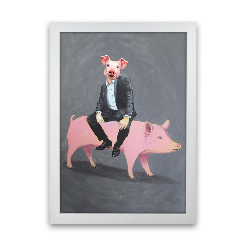 Pig Sitting On A Pig Art Print by Coco Deparis White Grain