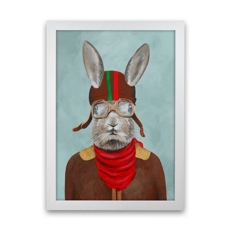 Rabbit With Helmet Art Print by Coco Deparis White Grain