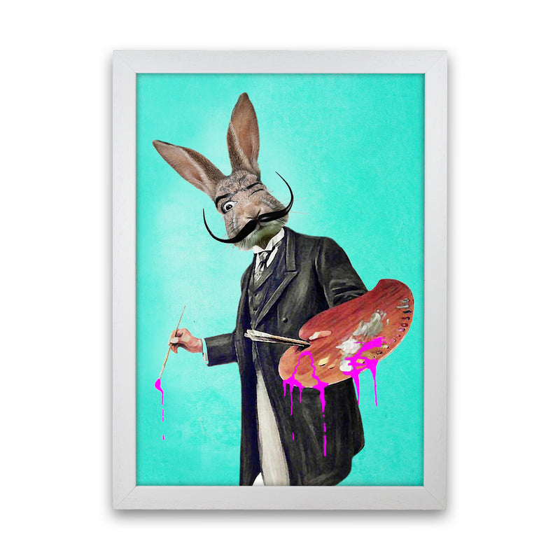 Rabbit Painter Art Print by Coco Deparis White Grain