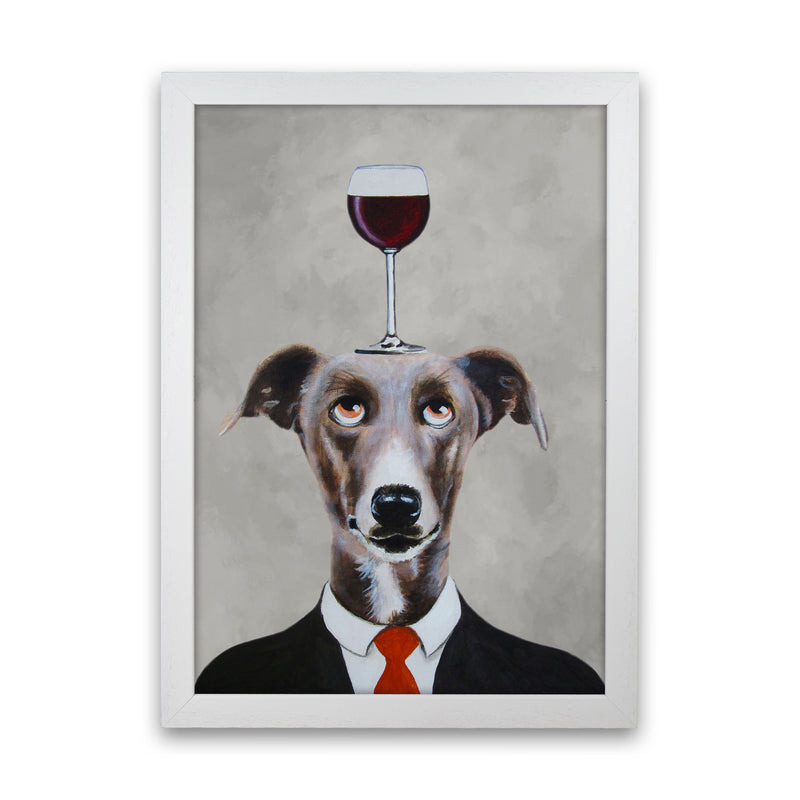 Greyhound With Wineglass Art Print by Coco Deparis White Grain