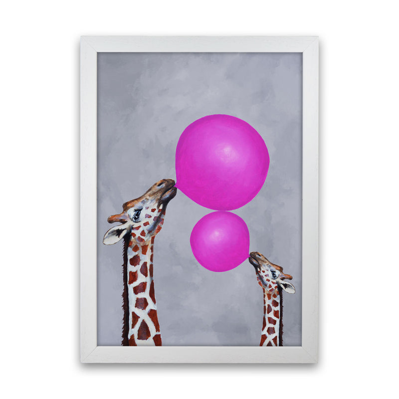 Giraffes With Bubblegum 3 Art Print by Coco Deparis White Grain