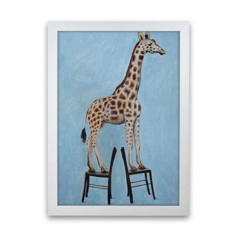 Giraffe On Chairs Art Print by Coco Deparis White Grain