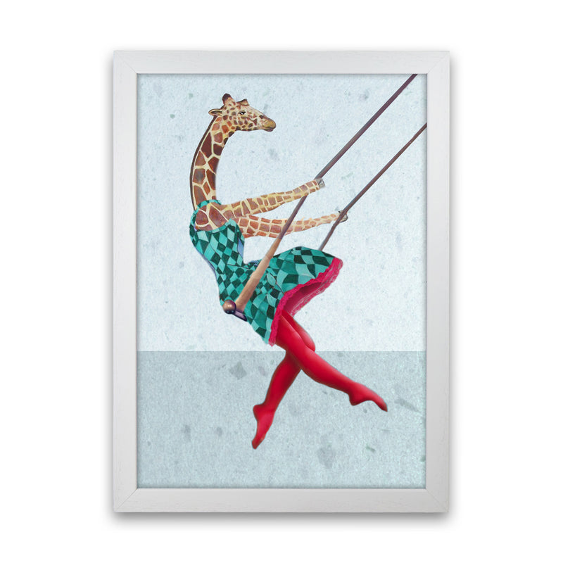 Giraffe On Balance Art Print by Coco Deparis White Grain