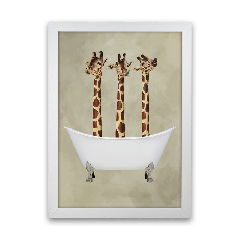 Giraffes In Bathtub Art Print by Coco Deparis White Grain
