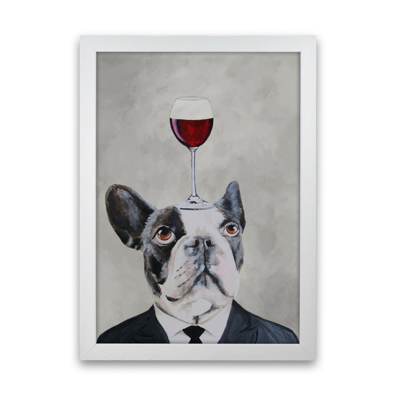 French Bulldog With Wineglass Art Print by Coco Deparis White Grain