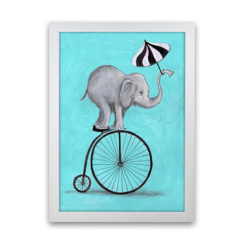 Elephant With Umbrella Art Print by Coco Deparis White Grain