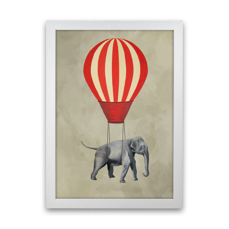 Elephant With Airballoon Art Print by Coco Deparis White Grain