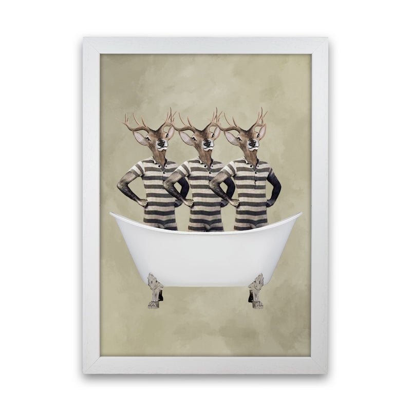Deers In Bathtub Art Print by Coco Deparis White Grain