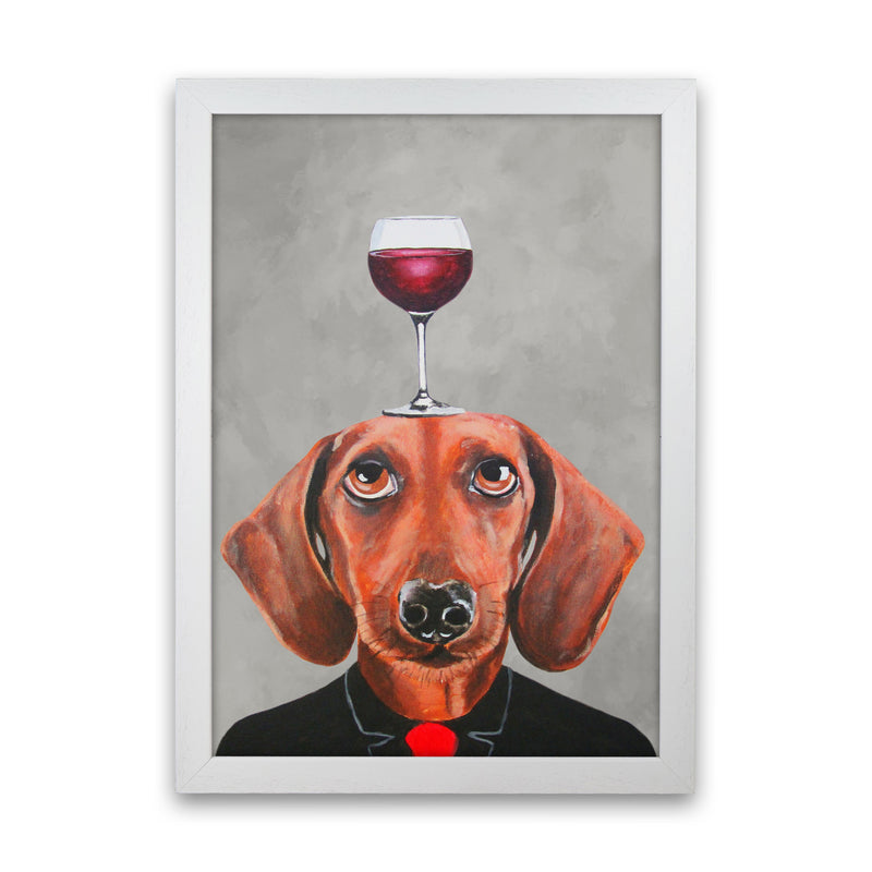 Daschund With Wineglass Art Print by Coco Deparis White Grain