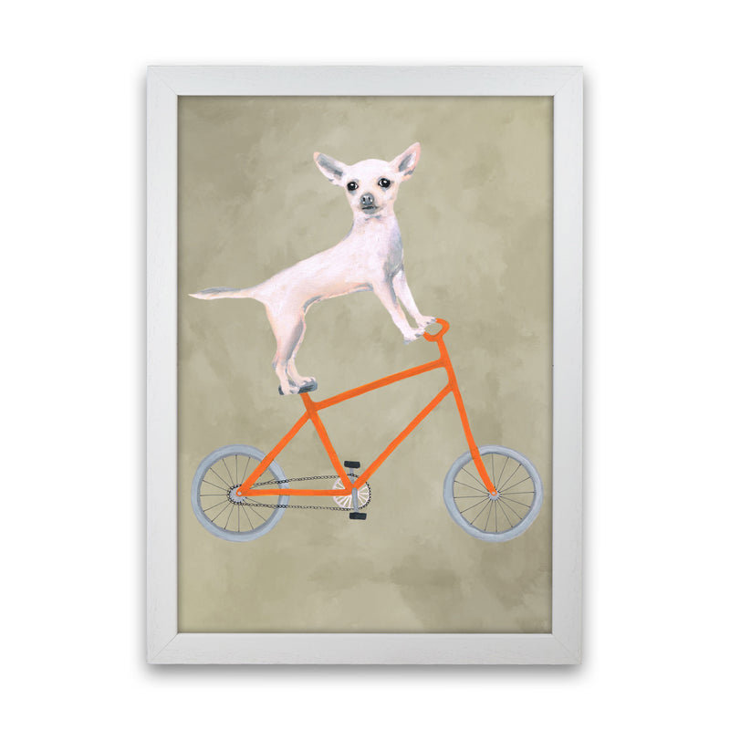 Chihuahua On Bicycle Art Print by Coco Deparis White Grain