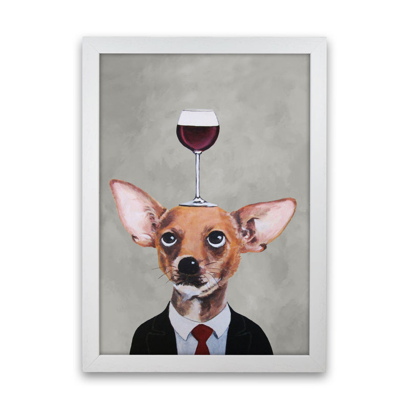 Chihuahua With Wineglass Art Print by Coco Deparis White Grain