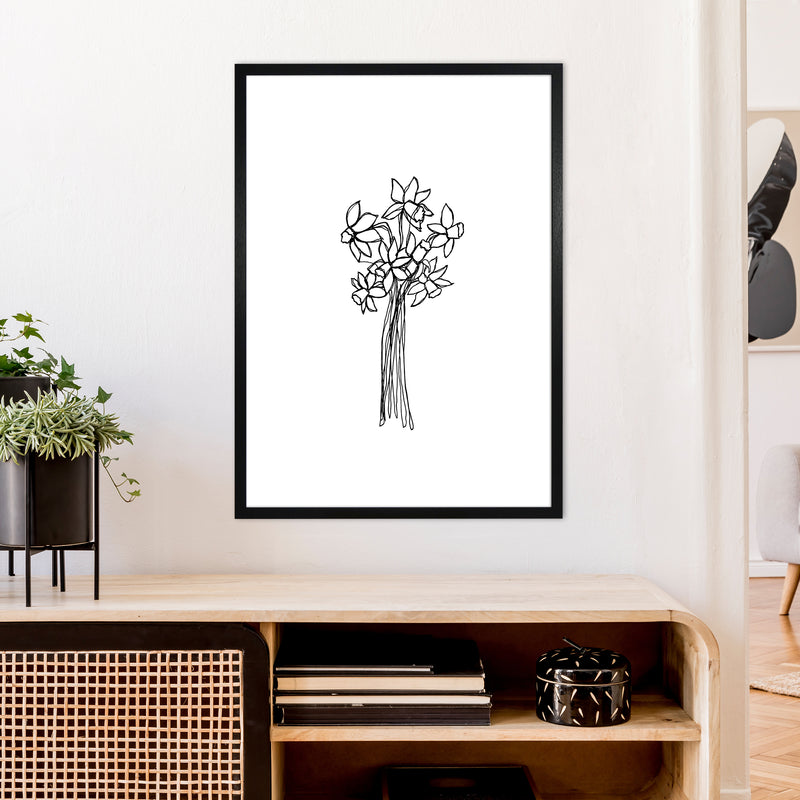 Daffodils Line Art Print by Carissa Tanton A1 White Frame