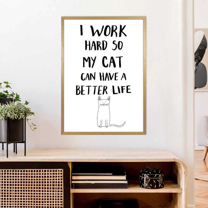 I Work Hard Cat Art Print by Carissa Tanton A1 Print Only