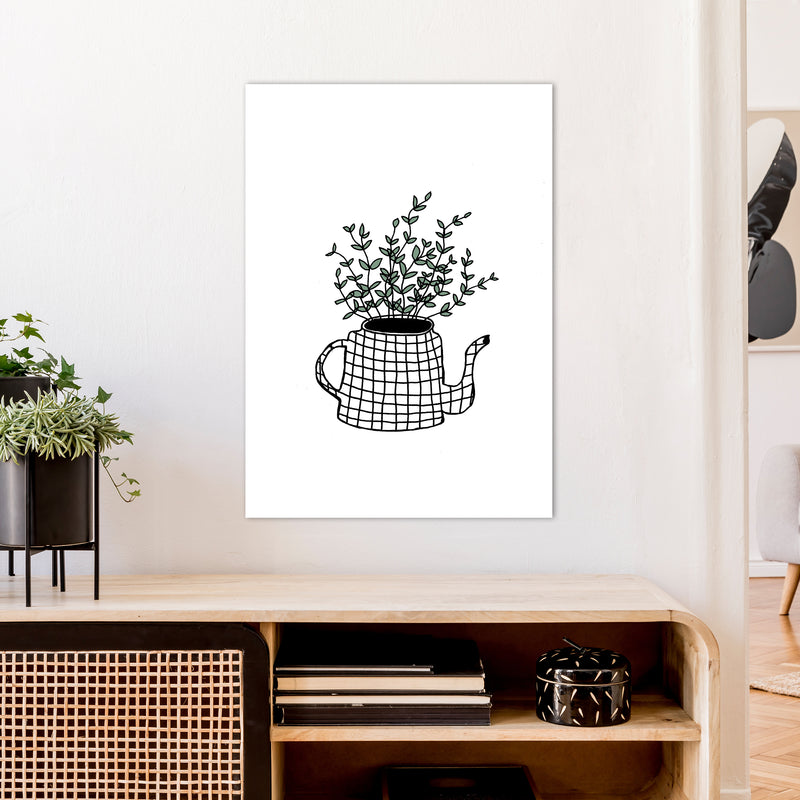 Teapot Plants Green Art Print by Carissa Tanton A1 Black Frame