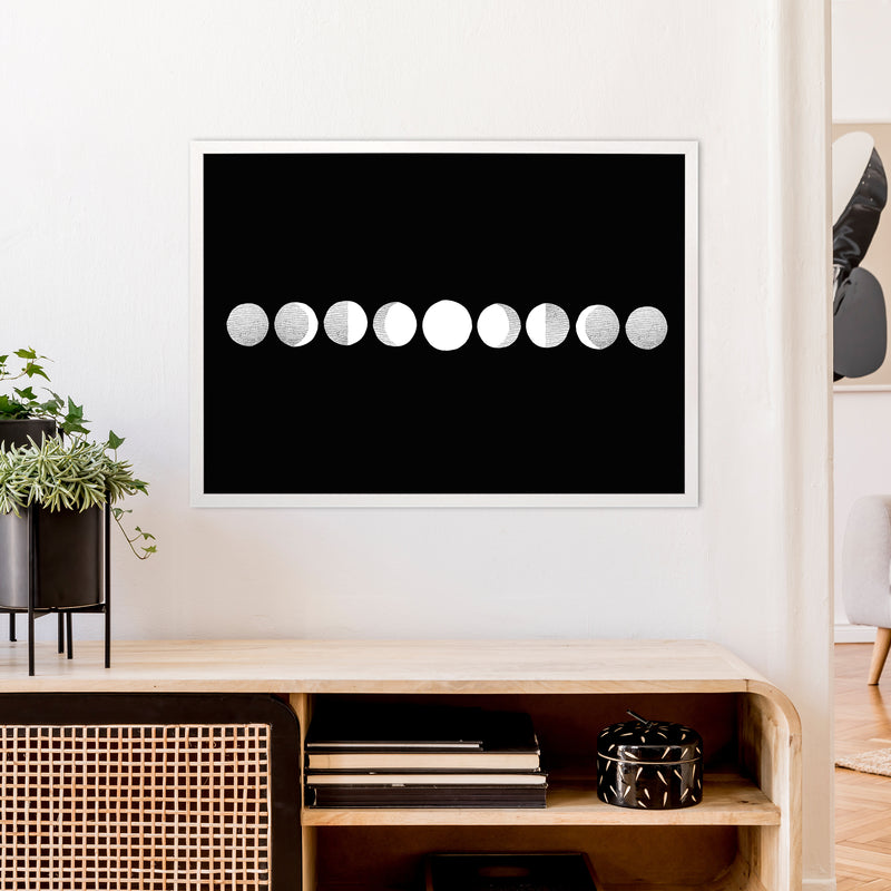 Moon Cycle Line Art Print by Carissa Tanton A1 Oak Frame