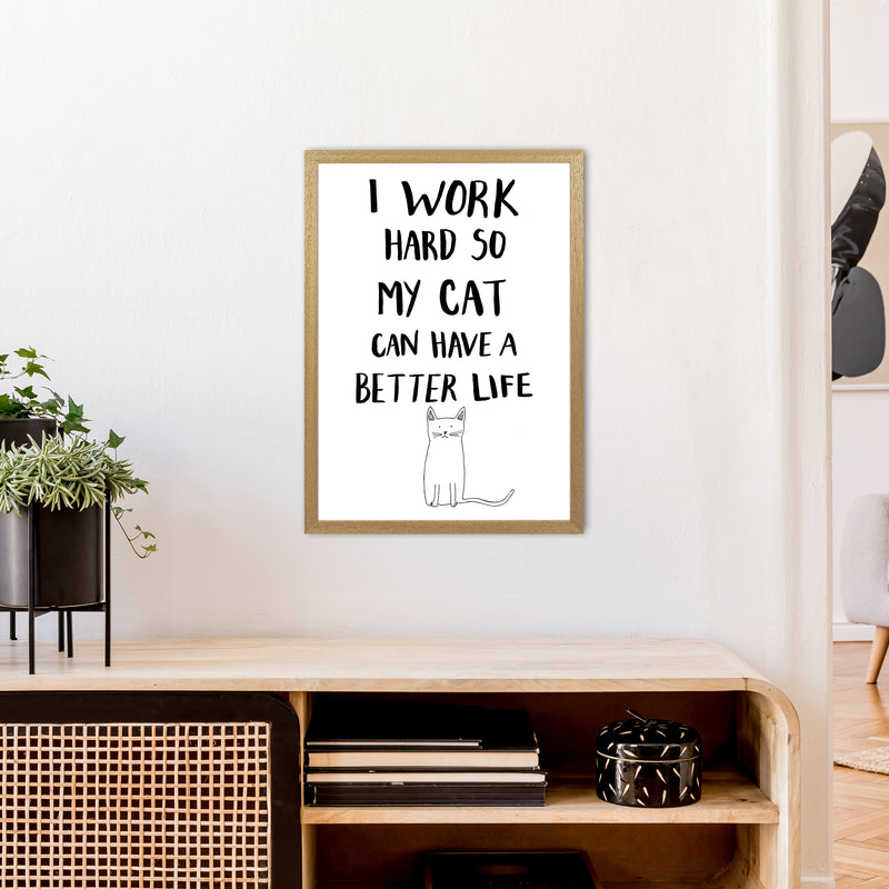 I Work Hard Cat Art Print by Carissa Tanton A2 Print Only