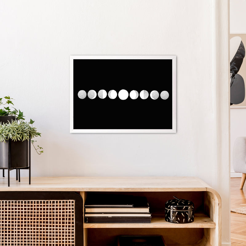 Moon Cycle Line Art Print by Carissa Tanton A2 Oak Frame