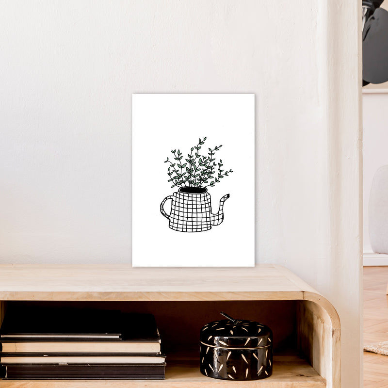 Teapot Plants Green Art Print by Carissa Tanton A3 Black Frame