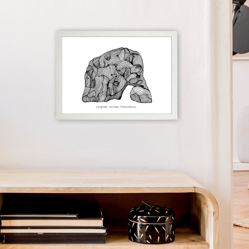 Font Elephant Art Print by Carissa Tanton A3 Oak Frame