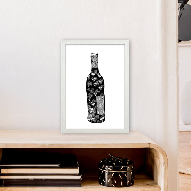 Wine Bottle Art Print by Carissa Tanton A3 Oak Frame