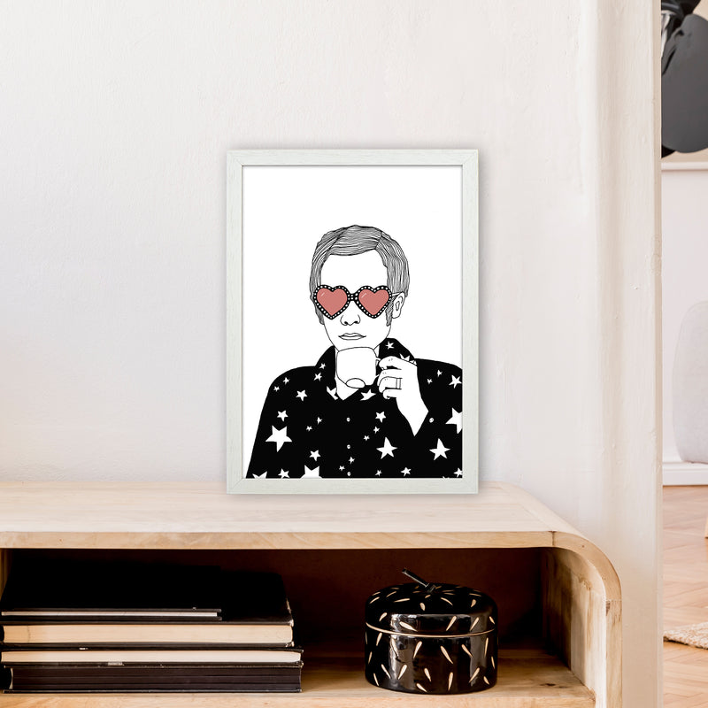 Elton John Art Print by Carissa Tanton A3 Oak Frame