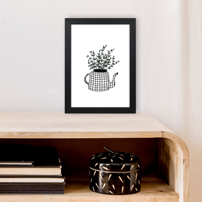 Teapot Plants Green Art Print by Carissa Tanton A4 White Frame
