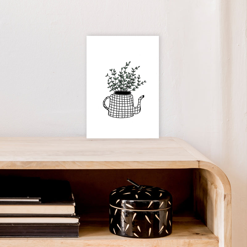Teapot Plants Green Art Print by Carissa Tanton A4 Black Frame